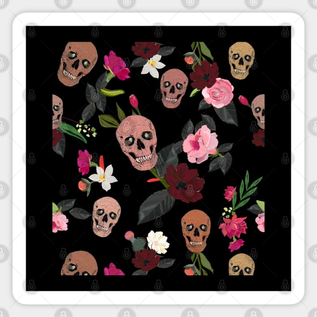 Skull and roses, vanilla, cosmos flower Sticker by GULSENGUNEL